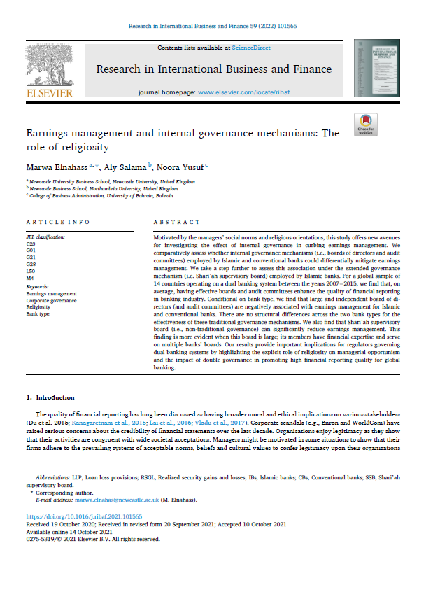 Earnings management and internal governance mechanisms: The role of religiosity