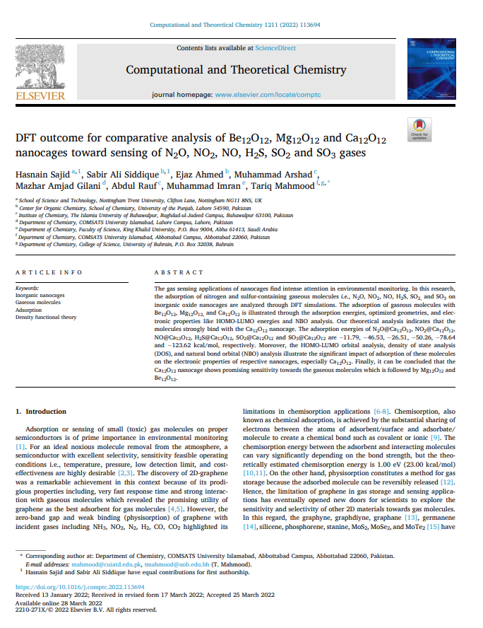 DFT outcome for comparative analysis of Be12O12, Mg12O12 and Ca12O12  nanocages toward sensing of N2O, NO2, NO, H2S, SO2 and SO3 gases 