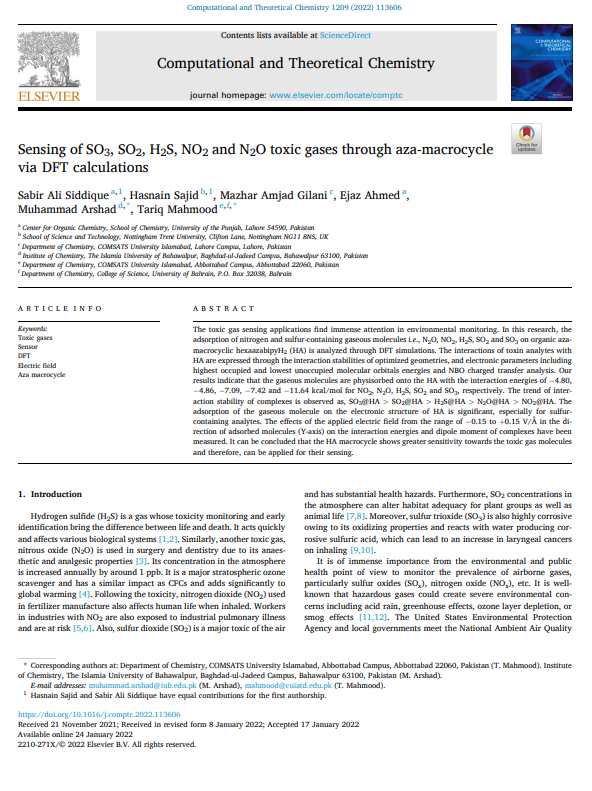 Sensing of SO3, SO2, H2S, NO2 and N2O toxic gases through aza-macrocycle  via DFT calculations 