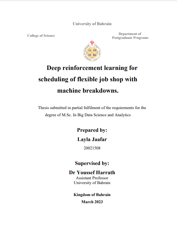 Deep reinforcement learning for scheduling of flexible job shop with machine breakdowns.