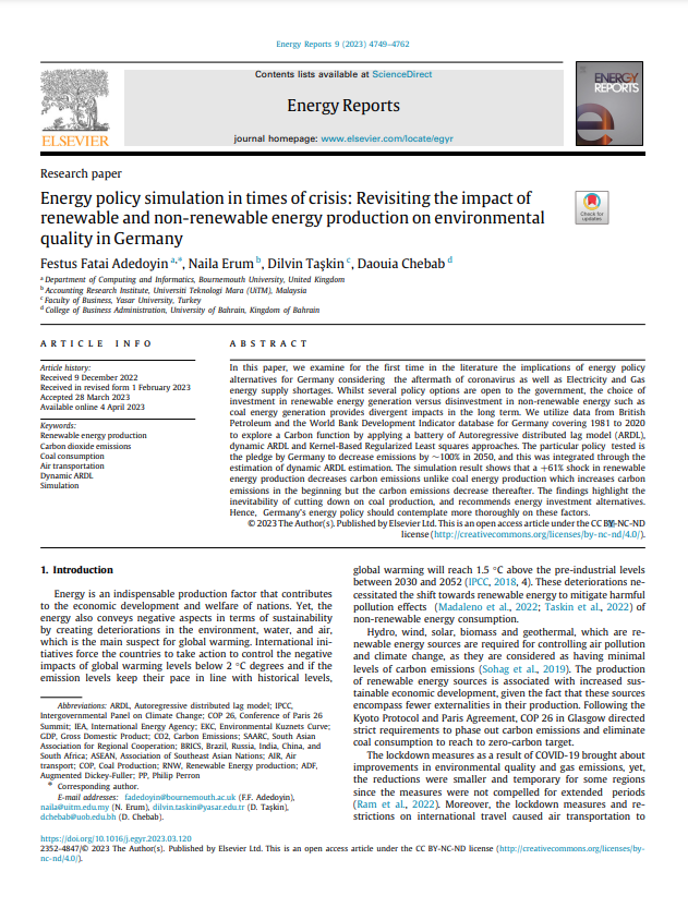 Energy policy simulation in times of crisis: Revisiting the impact of renewable and non-renewable energy production on environmental quality in Germany