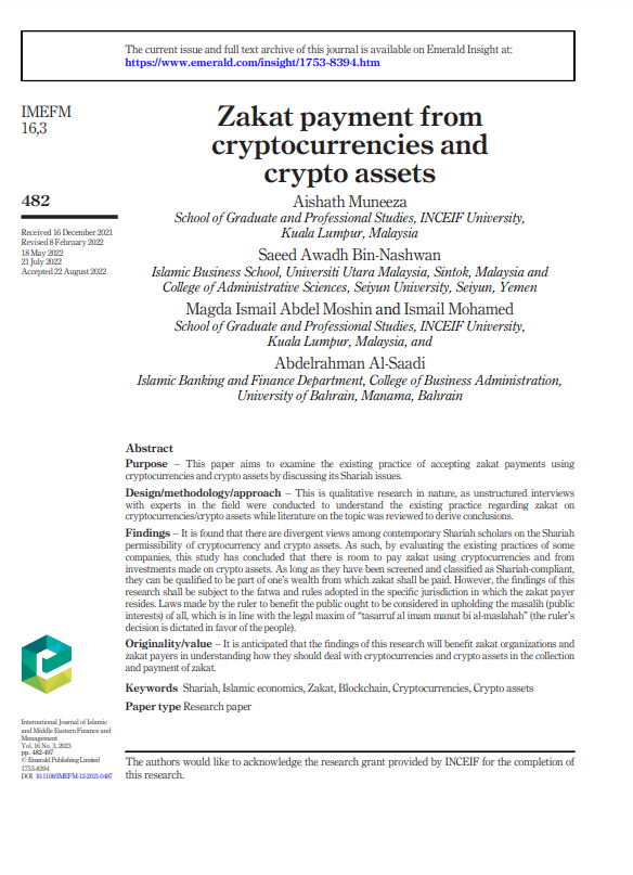 Zakat payment from cryptocurrencies and crypto assets