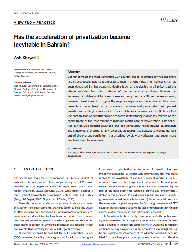 Has the acceleration of privatization become inevitable in Bahrain?