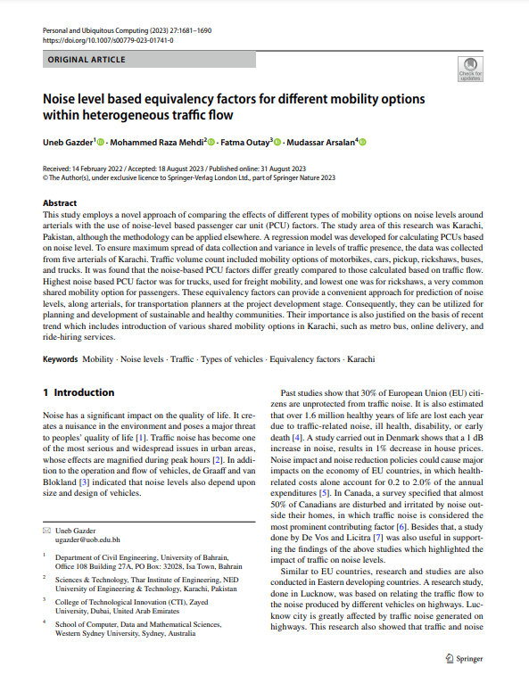 Noise level based equivalency factors for diferent mobility options within heterogeneous trafc fow