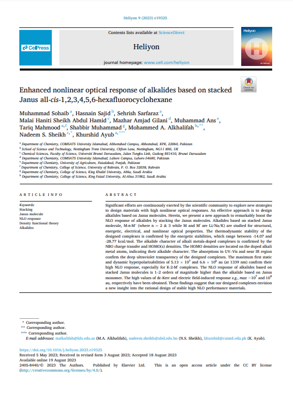 Enhanced nonlinear optical response of alkalides based on stacked Janus all-cis-1,2,3,4,5,6-hexafluorocyclohexane 