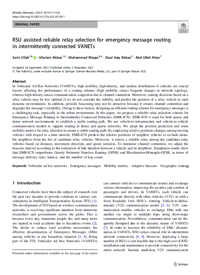RSU assisted reliable relay selection for emergency message routing in intermittently connected VANETs