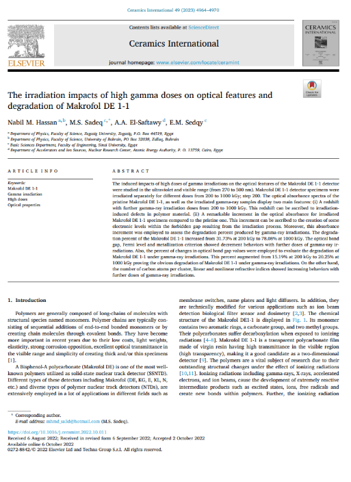 The irradiation impacts of high gamma doses on optical features and degradation of Makrofol DE 1-1