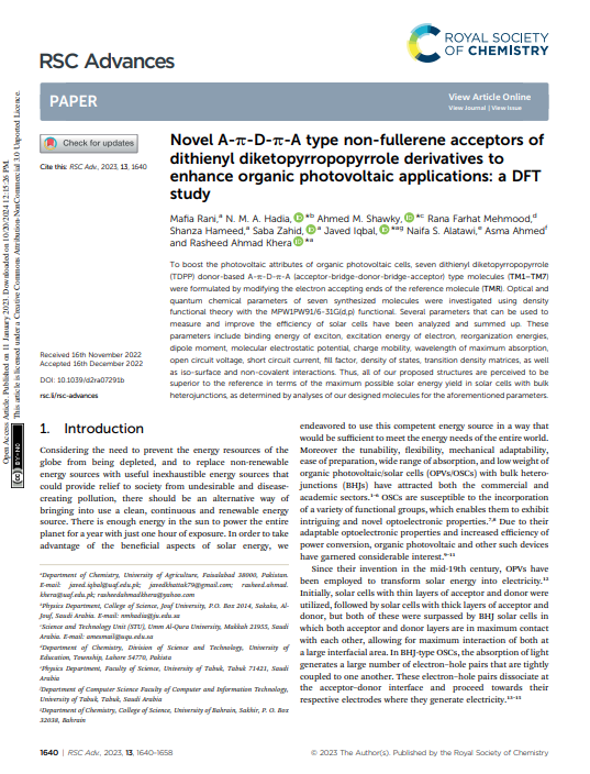 Novel A-p-D-p-A type non-fullerene acceptors of dithienyl diketopyrropopyrrole derivatives to enhance organic photovoltaic applications: a DFT study