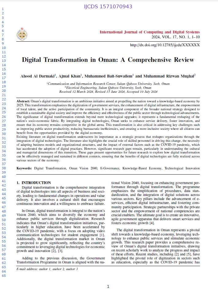 Digital Transformation in Oman: A Comprehensive Review