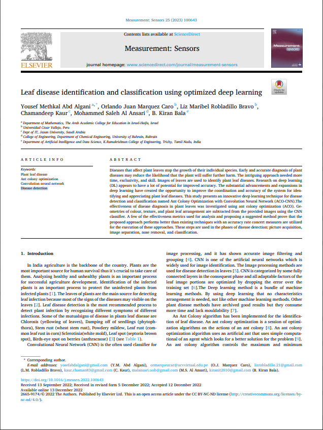 Leaf disease identification and classification using optimized deep learning 