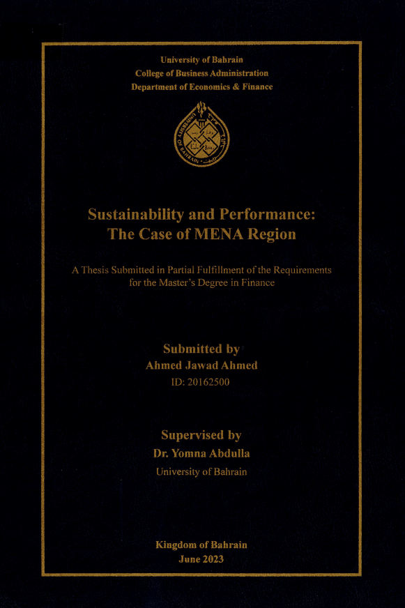 Sustainability and Performance:  The Case of MENA Region