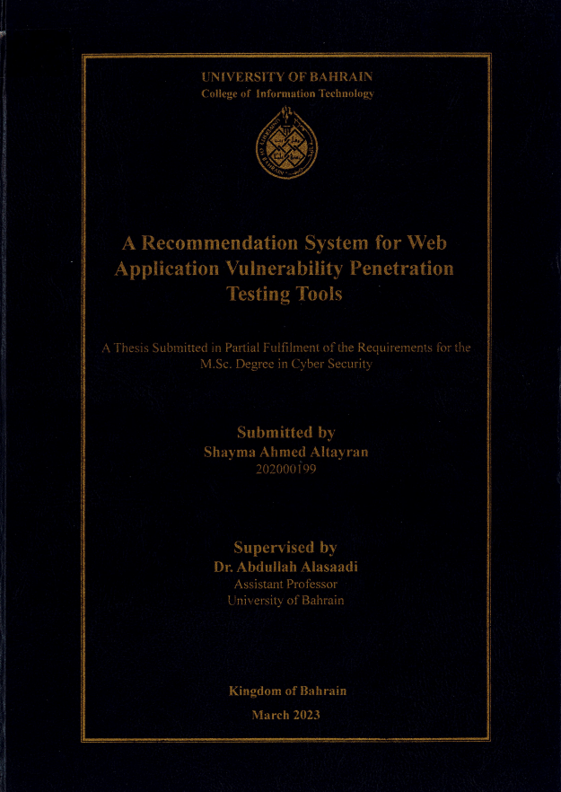 A Recommendation System for Web Application Vulnerability Penetration Testing Tools