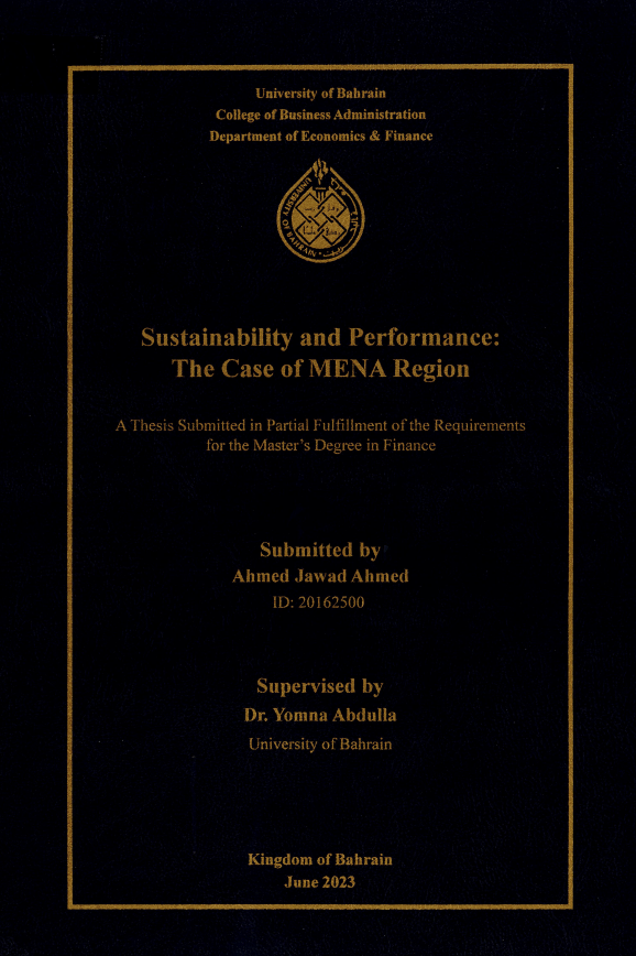 Sustainability and Performance: The Case of MENA Region