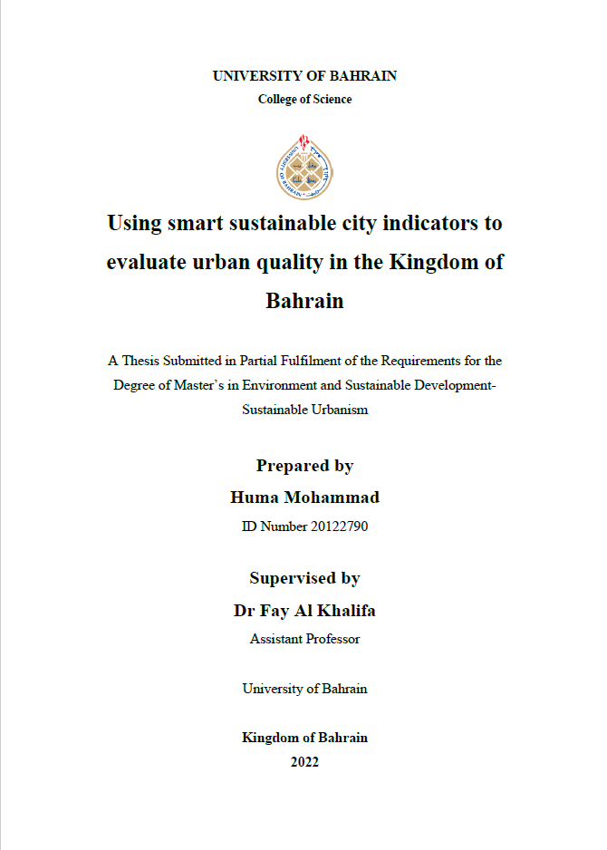 Using smart sustainable city indicators to evaluate urban quality in the Kingdom of Bahrain