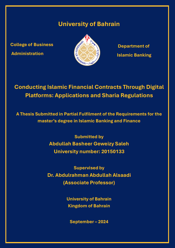 Conducting Islamic Financial Contracts Through Digital Platforms: Applications and Shari'ah Regulations