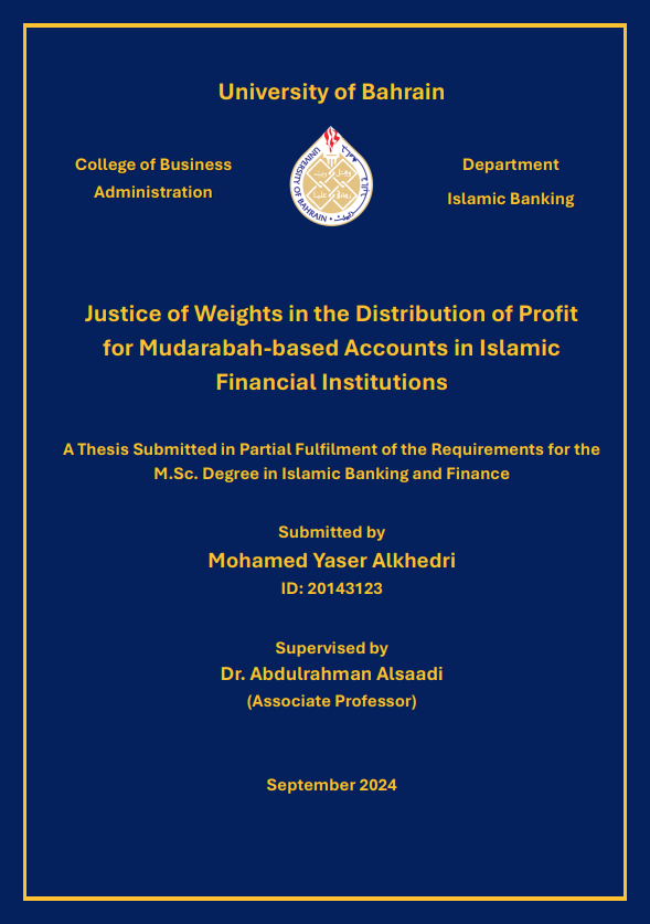 Justice of Weights in the Distribution of Profit for Mudharaba-based Accounts in Islamic Financial Institutions