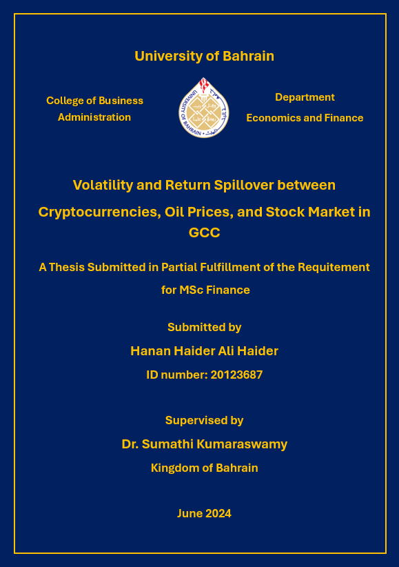 Volatility and Return Spillover between Cryptocurrencies, Oil Prices, and Stock Market in GCC