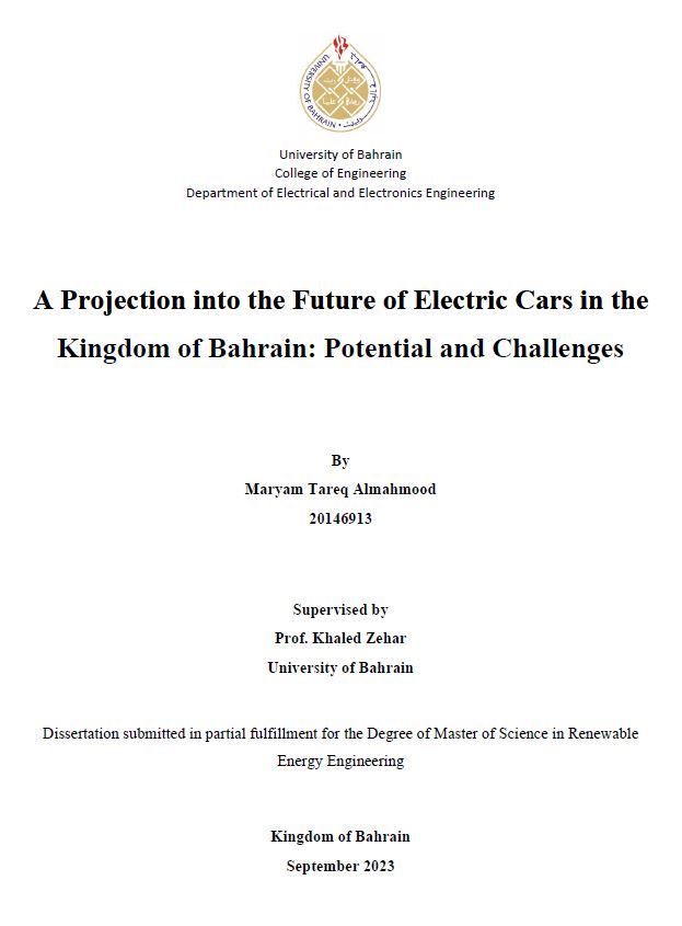 A Projection into the Future of Electric Cars in the Kingdom of Bahrain: Potential and Challenges