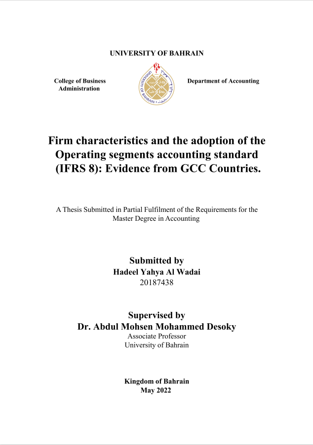 Firm characteristics and the adoption of the Operating segments accounting standard (IFRS 8): Evidence from GCC Countries