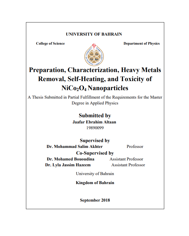 Preparation, Characterization, Heavy Metals  Removal, Self-Heating, and Toxicity of  NiCo2O4 Nanoparticles