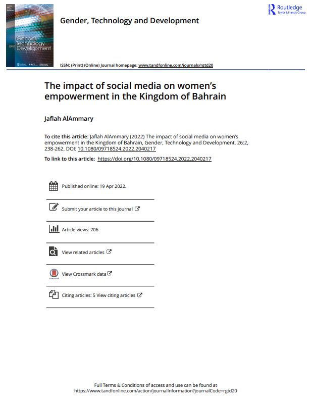 The impact of social media on women’s empowerment in the Kingdom of Bahrain