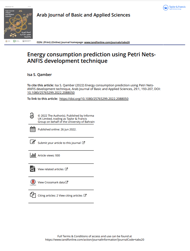 Energy consumption prediction using Petri NetsANFIS development technique