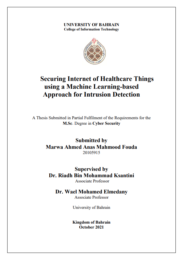 Securing Internet of Healthcare Things  using a Machine Learning-based  Approach for Intrusion Detection