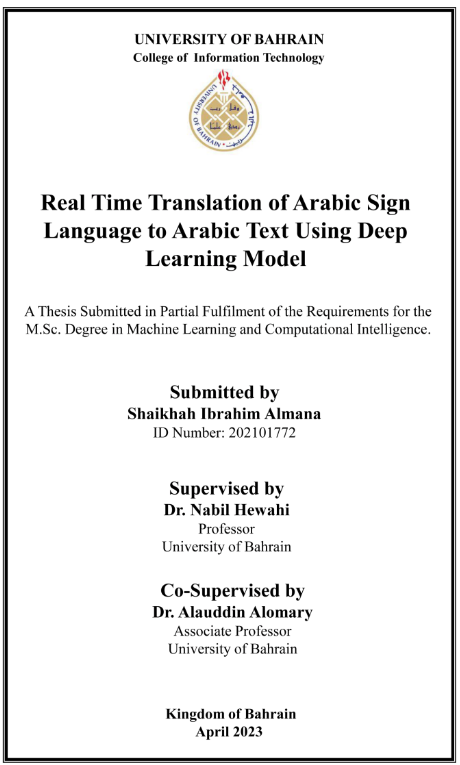 Real Time Translation of Arabic Sign Language to Arabic Text Using Deep Learning Model