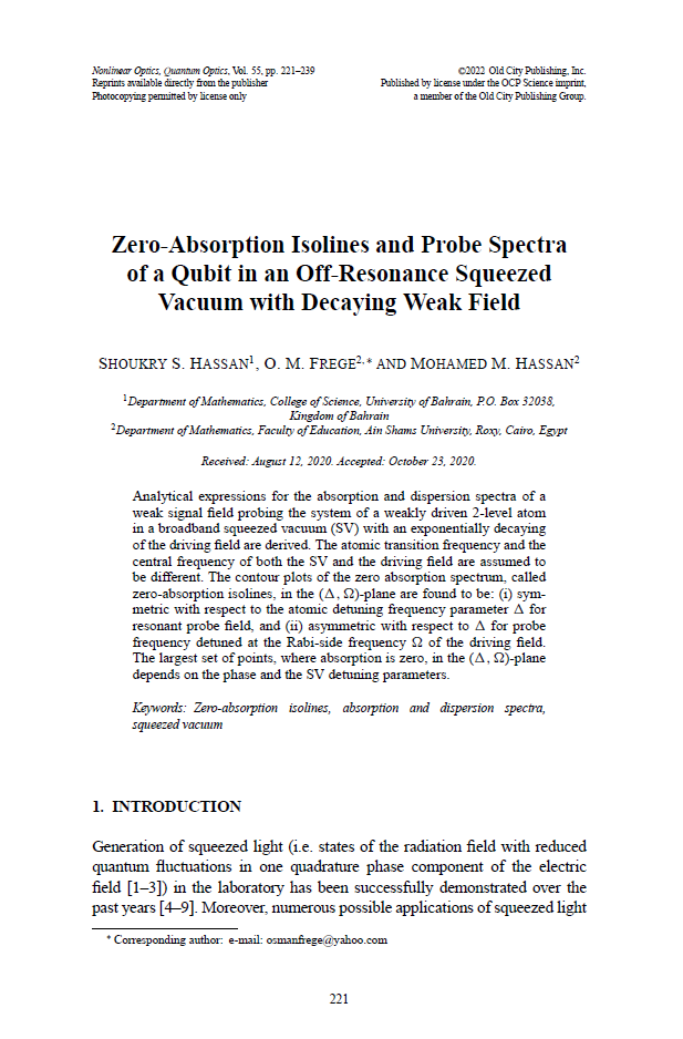 Zero-Absorption Isolines and Probe Spectra of a Qubit in an Off-Resonance Squeezed Vacuum with Decaying Weak Field