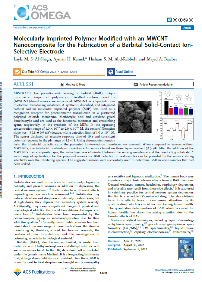 Molecularly Imprinted Polymer Modified with an MWCNTNanocomposite for the Fabrication of a Barbital Solid-Contact Ion-Selective Electrod 