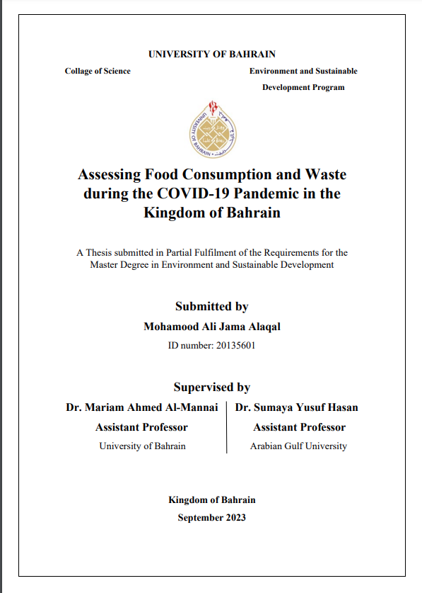 Assessing Food Consumption and Waste during the COVID-19 Pandemic in the Kingdom of Bahrain