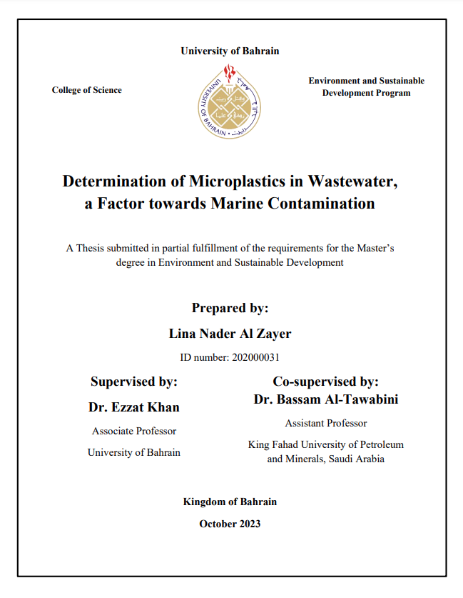 Determination of Microplastics in Wastewater, a Factor towards Marine Contamination