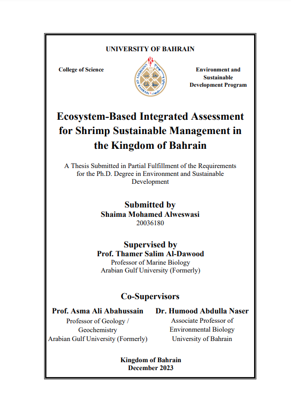 Ecosystem-Based Integrated Assessment for Shrimp Sustainable Management in the Kingdom of Bahrain