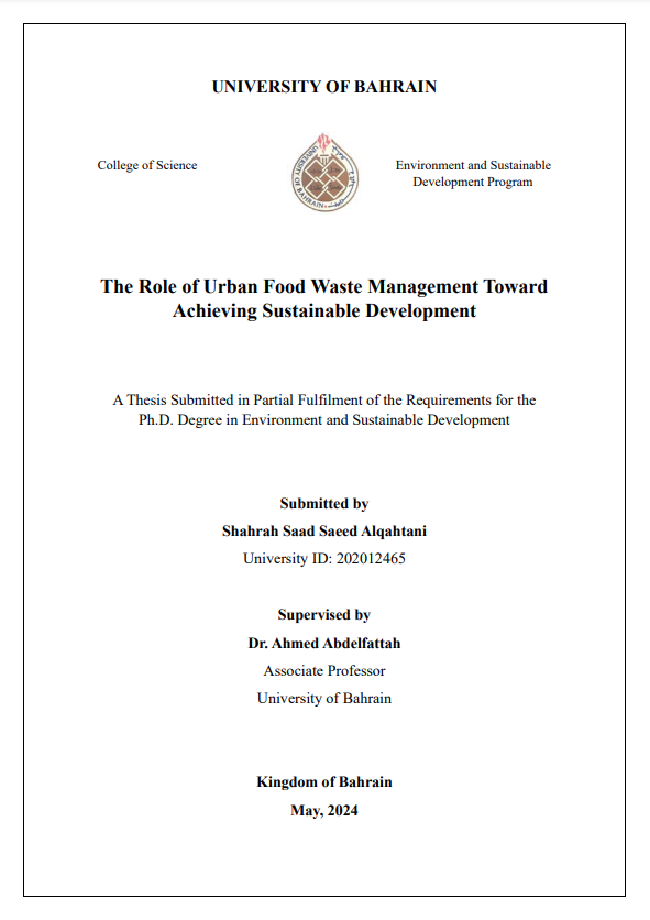 The Role of Urban Food Waste Management Toward Achieving Sustainable Development