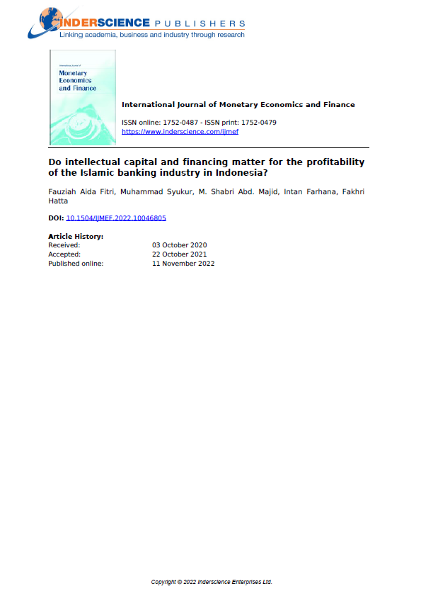 Do intellectual capital and financing matter for the profitability of the Islamic banking industry in Indonesia?