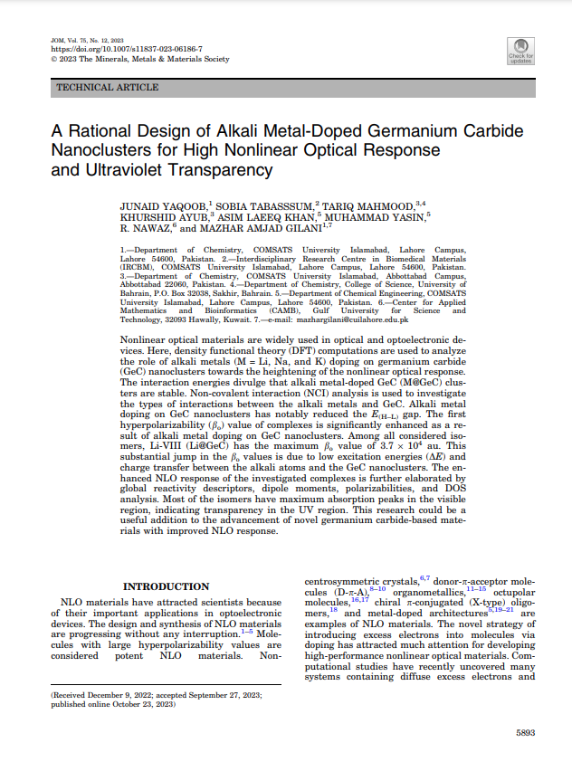 A Rational Design of Alkali Metal-Doped Germanium Carbide Nanoclusters for High Nonlinear Optical Response and Ultraviolet Transparency