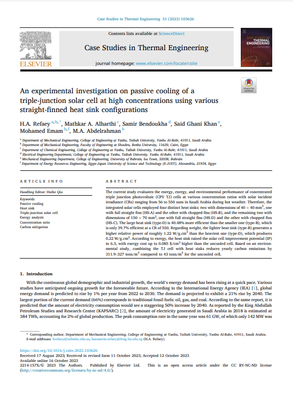 An experimental investigation on passive cooling of a triple-junction solar cell at high concentrations using various straight-finned heat sink configurations 