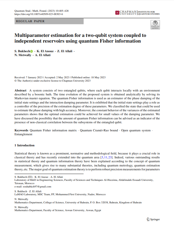 Multiparameter estimation for a two-qubit system coupled to independent reservoirs using quantum Fisher information