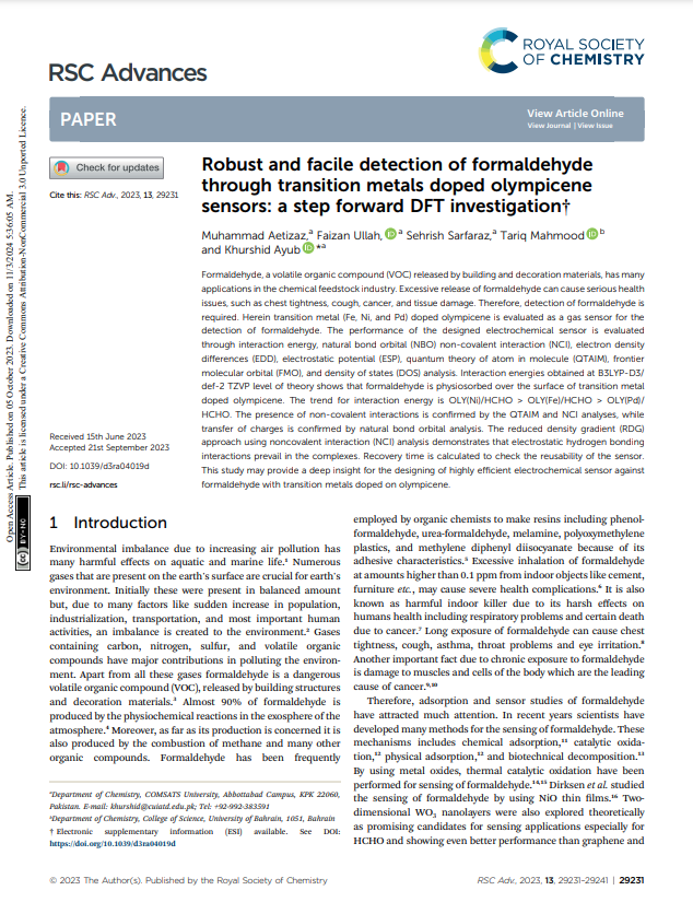 Robust and facile detection of formaldehyde through transition metals doped olympicene sensors: a step forward DFT investigation