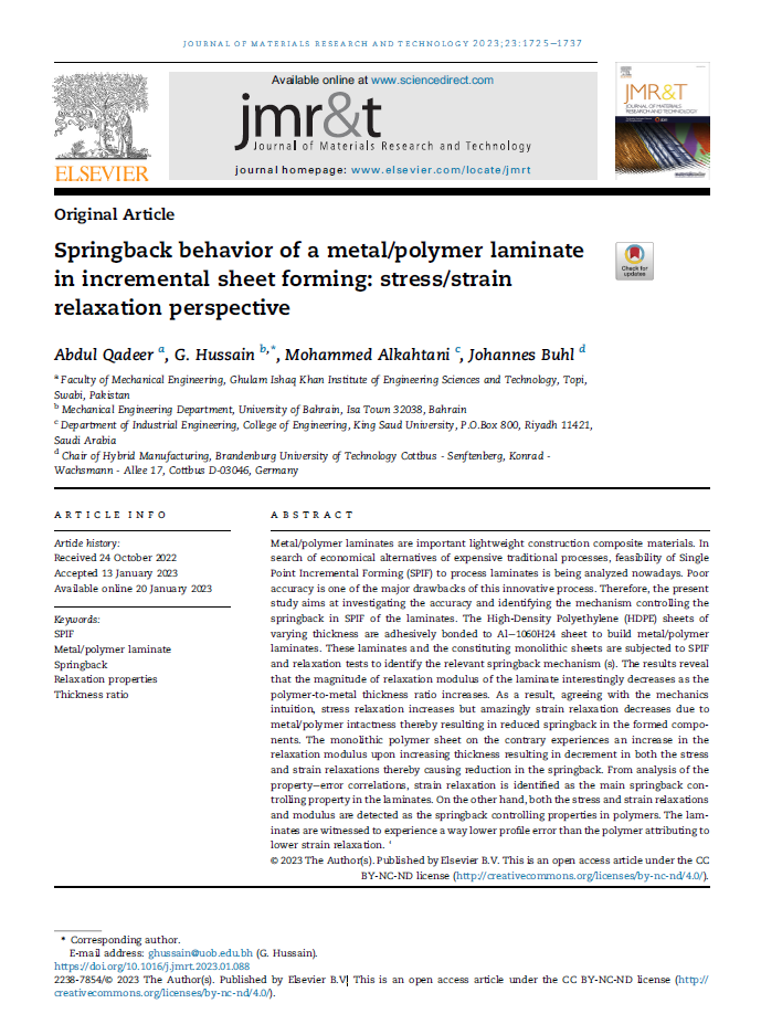 Springback behavior of a metal/polymer laminate in incremental sheet forming: stress/strain relaxation perspective