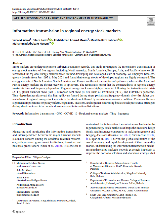Information transmission in regional energy stock markets
