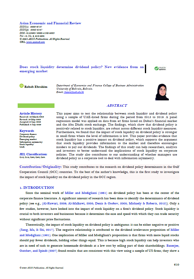 Does stock liquidity determine dividend policy? New evidence from an  emerging market