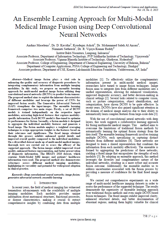 An Ensemble Learning Approach for Multi-Modal  Medical Image Fusion using Deep Convolutional  Neural Networks
