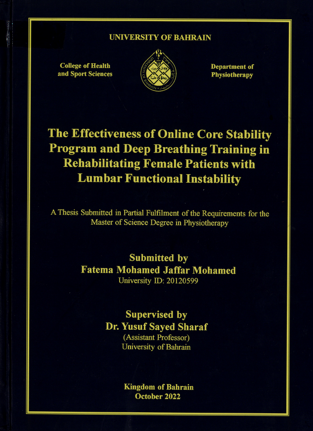 The Effectiveness of Online Core Stability Program and Deep Breathing Training in Rehabilitating Female Patients with Lumbar Functional Instability