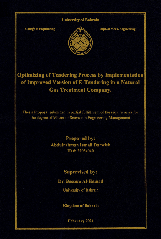 Optimizing of Tendering Process by Implementation of Improved Version of E-Tendering in a Natural Gas Treatment Company