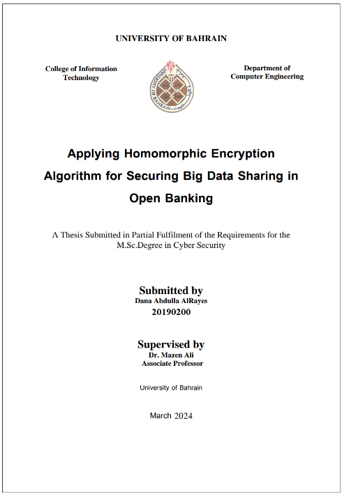 Applying Homomorphic Encryption Algorithm for Securing Big Data Sharing in Open Banking