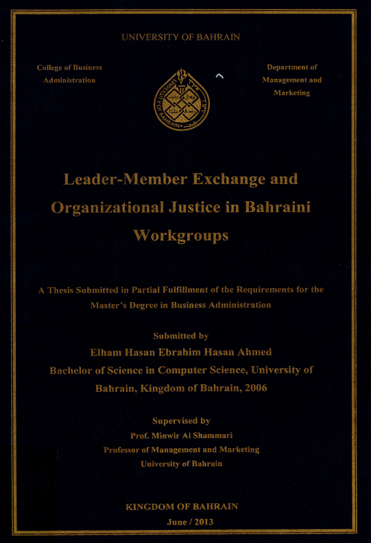Leader-Member Exchange and Organizational Justice in Bahraini Workgroups