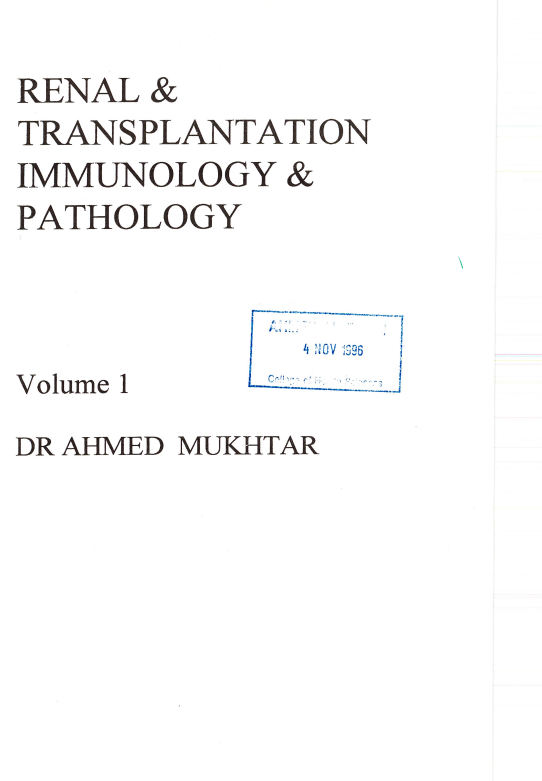 RENAL & TRANSPLANTATION IMMUNOLOGY & PATHOLOGY