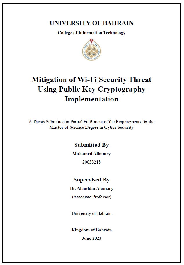 Mitigation of Wi-Fi Security Threat Using Public Key Cryptography Implementation