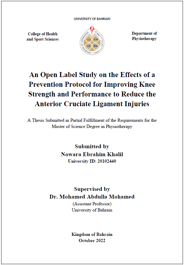 An Open Label Study on the Effects of a Prevention Protocol for Improving Knee Strength and Performance to Reduce the Anterior Cruciate Ligament Injuries